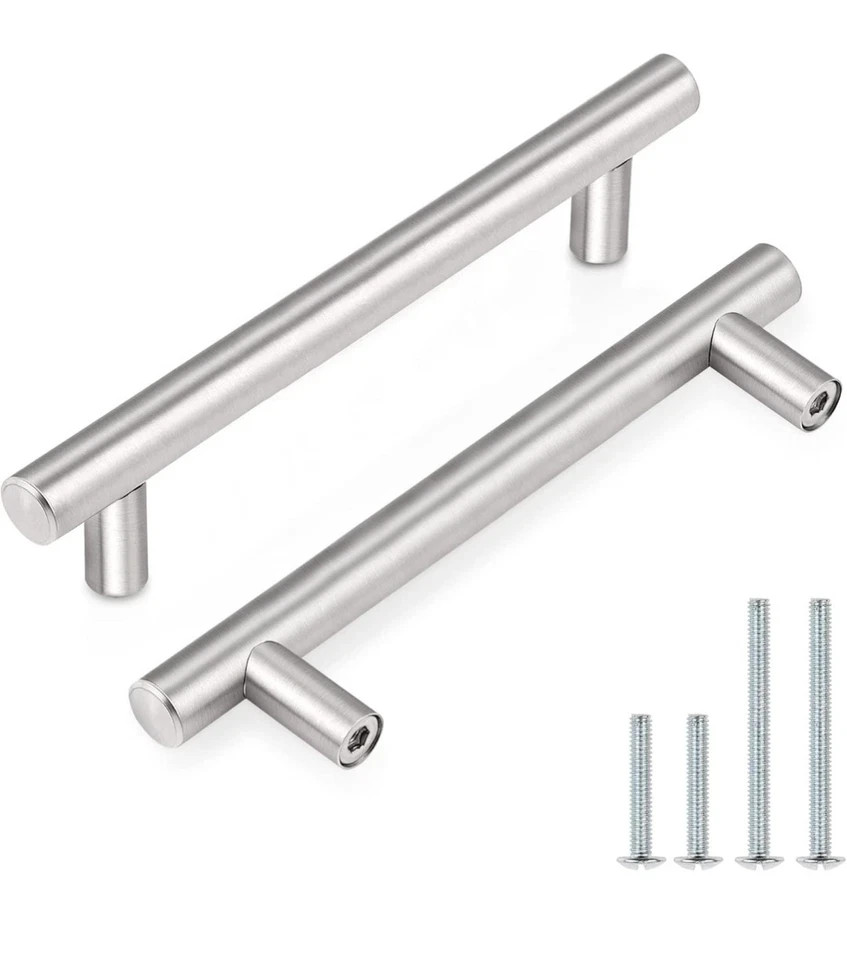 10 Pack Probrico PD201HSS102 – 4 Inch Satin Nickel Cabinet Hardware T Bar Pulls