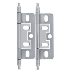 Pair Solid Brass 2-1/2″ Non-Mortise Minaret-Tip Cabinet Hinges, Polished Chrome