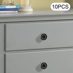 Lot of 10 Black Cabinet Knobs Drawer Kitchen Dresser Furniture Door Handle Pulls