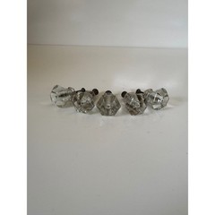 Vintage Clear Glass Hexagon Drawer Pulls Set of 5 Antique Cabinet Knobs 1 Inch