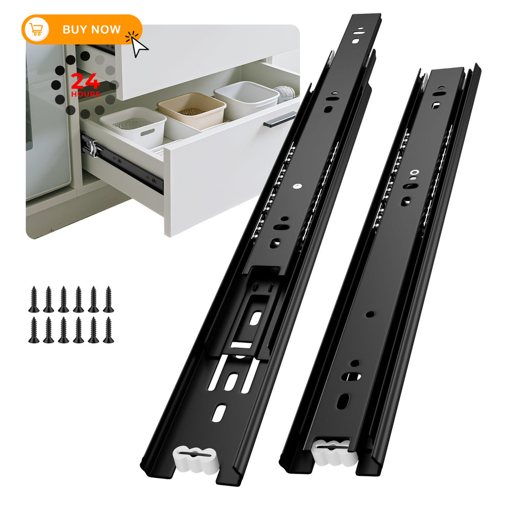 Ubisin Full Extension Ball Bearing Drawer Slides 12 Inch Side 12 Inch, Black