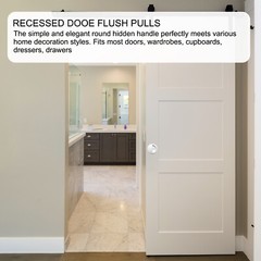 2Pcs Recessed Door Handles 2.75″ Dia Round Hidden Concealed Door Pulls Silver
