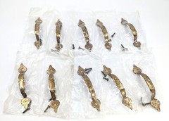 NOS! Lot of 10 Vtg ‘Williamsburg’ Colonial Cabinet Pulls, 3-1/2” c/c, Old Brass