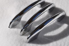 Three (3) Vtg. Chrome Plated Cast Brass 4.45″ Long Cabinet Pulls
