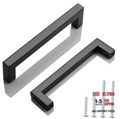 Pack 5 in Kitchen Cabinet Door Handles Hole Center:5 inch(128mm) 6 Matte Black