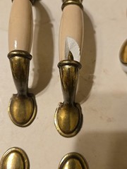 Vintage Porcelain Wood Brass Drawer Pull Assorted 5″ Handles Knobs Lot Of 24