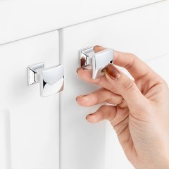 10 Pack 1 Inch, Square Polished Chrome Cabinet Knobs Chrome Drawer Knobs Chro…