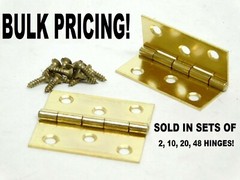 Bulk Quantity Bright Brass Steel 2″ x 1-3/4″ Butt Hinge with Screws Vintage ES