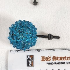 Round Clustered Glass Cerulean Blue Beaded Drawer Pulls Handles~Set of 5~BOHO