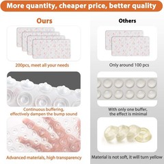 200 PCS Cabinet Door Bumpers Clear Rubber Self Adhesive Cabinet Stoppers Pads So