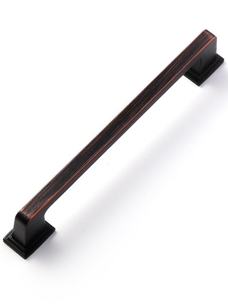 SORWDUERM 10 Pack Oil Rubbed Bronze Cabinet Pulls Square 5″(128mm) Hole Center