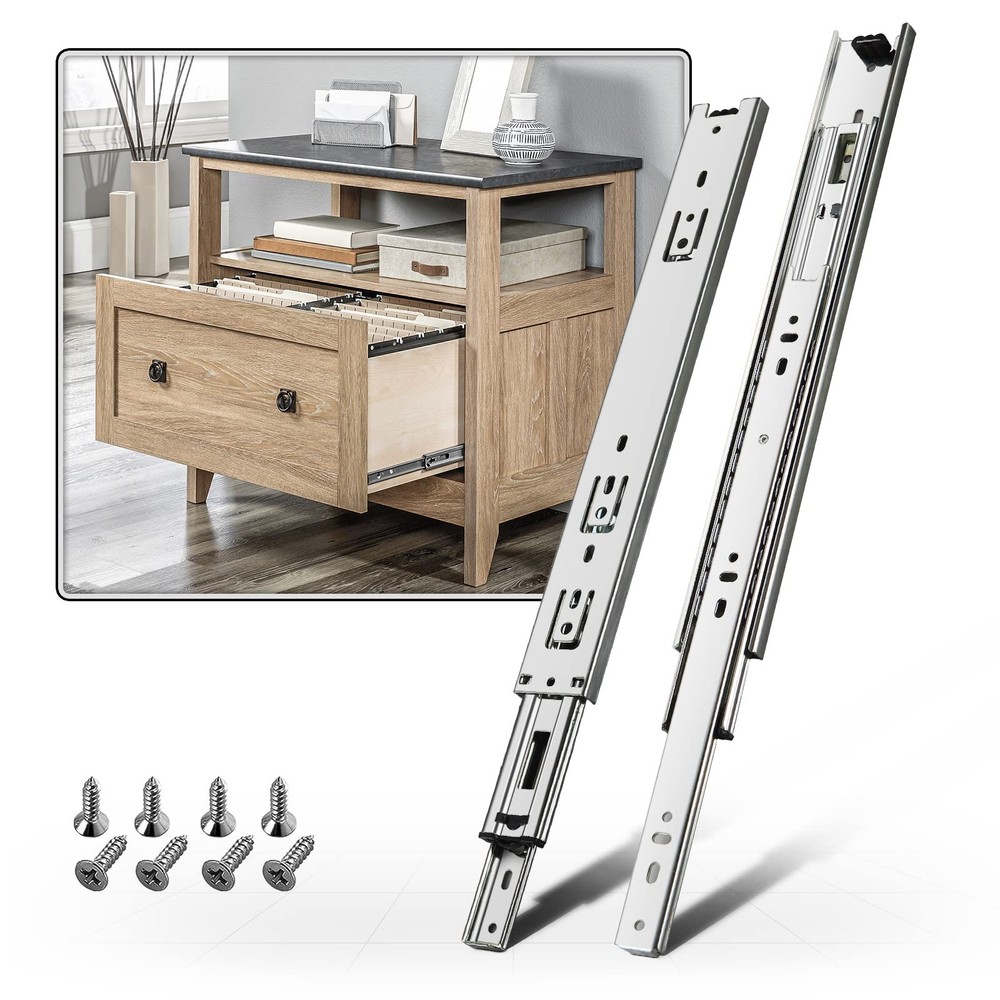 SHUHANG 1 Pair Full Extension Drawer Slides 8 10 12 14 16 18 10 Inch, Silver