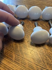 13 Vintage White Porcelain Oval Cabinet Drawer Knobs Pulls Approx. 1 X1.5 In.