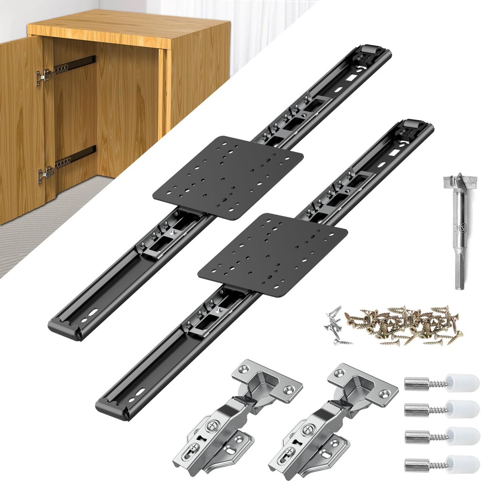 14 Inch Pocket Door Slides Hidden Sliding Hardware Kit Inset Cabinet 2 PCS