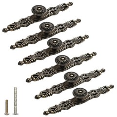 6PCS Antique Bronze Cabinet Pulls with Small Vintage Style Retro