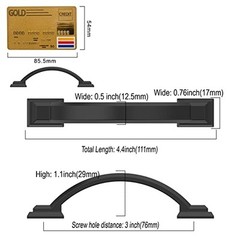 Cabinet Pulls 3 Inch(76mm) Hole 3″/76MM Hole Center Matte Black 10 Pack