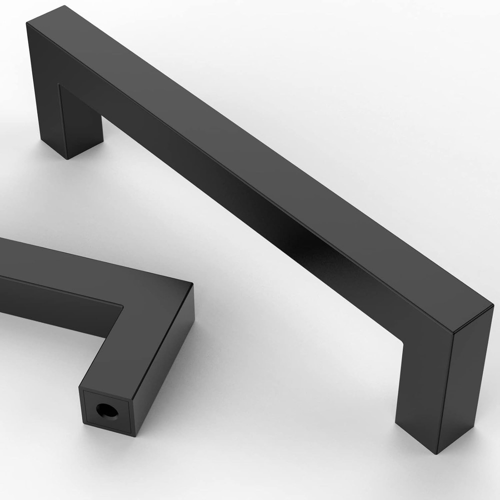 Asidrama 10 Matte Black Cabinet Door Handles Center Hole 5 inch (128mm)