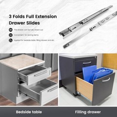 Full Extension Drawer Slides, Ball Bearing Side Mount, 10″ to 24 inch, H.Quality