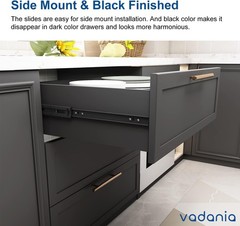 12″ Black Soft Close Drawer Slides – 3-Fold Extension, 100lb Strong