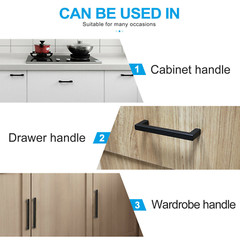 50 Packs Modern Square Steel Kitchen Cabinet Handles Drawer Cupboard Pulls Black