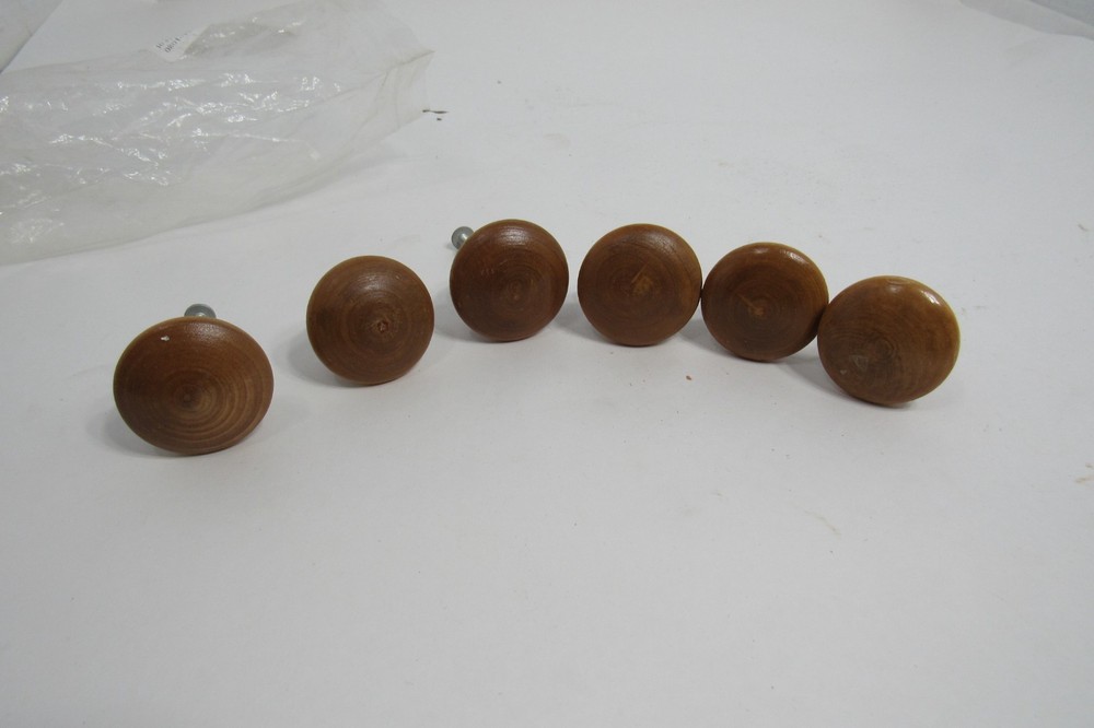 Maple Finish Wood Drawer Knob Lo Lot of 6 Mushroom 1.5″ Diameter x 1.25″ H