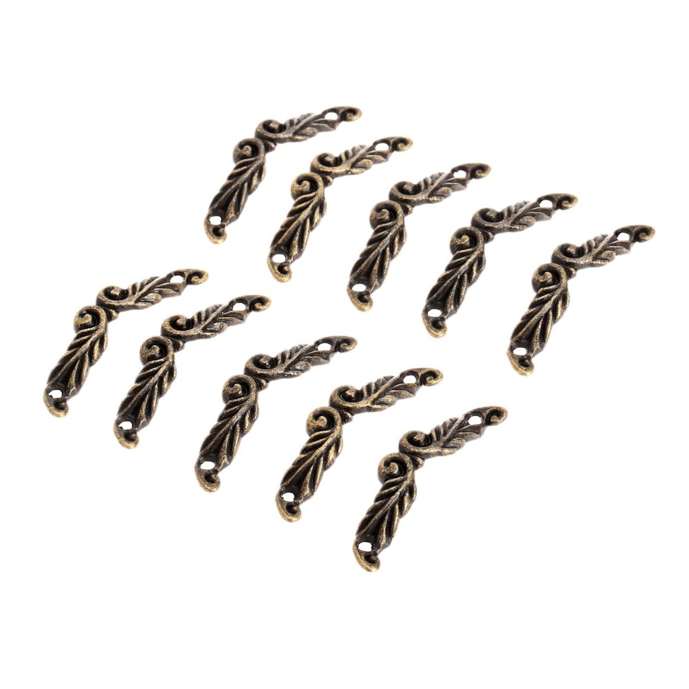 Dophee 10Pcs Antique Brass Decorative Pull Handle for Mini Jewelry Box Drawer x