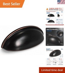 6 Pack 3 Inch Hole Centers Oil Rubbed Bronze Drawer Bin Cup Pulls Dresser Pul…