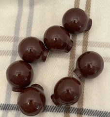 Lot of 7 Brown Porcelain Round Bulb Circle Drawer Pulls Cabinet Handles **READ**