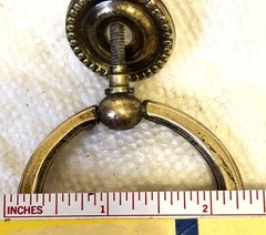 Vintage Salvage Brass Drawer Pull One Lever Style Knob 2.75”W Steampunk