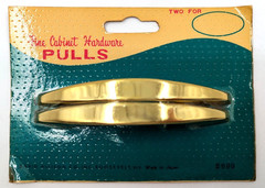 NOS! Pair of Vintage MCM Gold Tone Arch Cabinet Pulls, 3” c/c, Bright Brass
