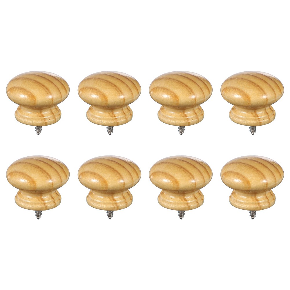 8 pcs wooden handles for furniture, beige (3.3 cm Ø, 2.5 cm height)