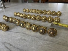 34 Polished Brass Traditional Round Cabinet Knobs 1.25in Gold w/ Screws