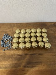 24 Vintage Solid Brass Cabinet Knobs Round Mushroom Drawer Pull Polished Gold