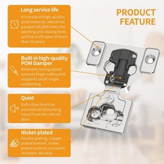 10 Pack 1/4″ Small Overlay 4D Concealed Hinges for Face Frame Door, Soft Clos…