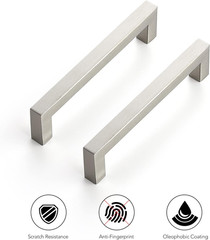 Ravinte 1 Pack 5 Inch Kitchen Square Cabinet Handles Brushed Nickel Drawer Pulls