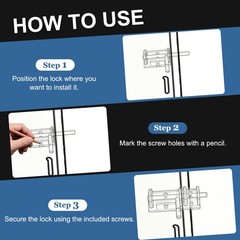 Clear Door Latch, (Transparent), Hinge Buckle Lock with Hardware Screw Pin