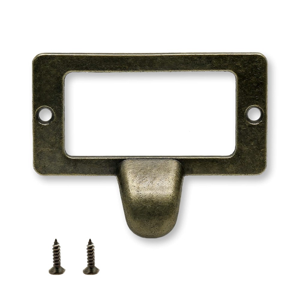 Rierdge 20 Pcs Antique Bronze Card Catalog Drawer Pulls, Large,
