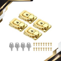 4Pcs Suitcase Lock Hasp 1.6″x1.10″ Iron Toggle Catch Latch Key/Screw Gold