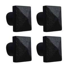 Iron Cabinet Hardware Knob Pull Square Black 1 1/4″ Pack of 4 Renovators Supply