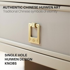 2 PCS Chinese Style Huiwen Geometric Cabinet Knob Single Hole Drawer Closet