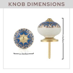 Rasiya Art Cabinet Knobs – Indian D: 1.5 x L: 2.5 Inches, Navy Blue Gold