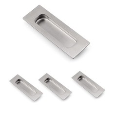 4 PCS Brushed Stainless Steel 120mm Flush Sliding Closet Door Pulls Small