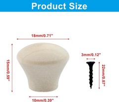 20pcs Mini Unfinished Wooden Cabinet Knobs 18x15mm Round Drawer Pulls