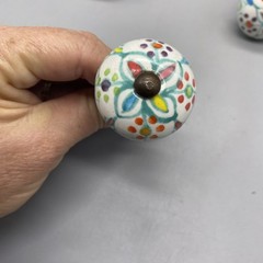 x 16 Multicolor Floral Design Ceramic Porcelain Cabinet Door / Drawer Pulls