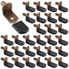 Shelf Support Pegs Antique Bronze 30 Pcs 1/4 Inch L-Shaped Clips with Rubber Sle