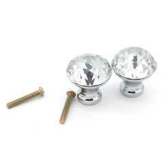 30MM Clear Cabinet Knobs Crystal Glass,Diamond Cut,Door Knobs,with Screws