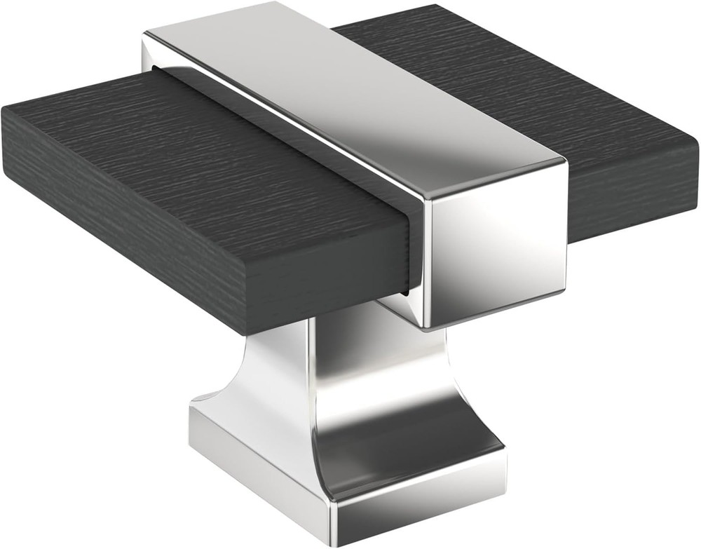 1-3/8″ Overton Brushed Matte Black/Polished Chrome Cabinet Knob