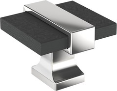 1-3/8″ Overton Brushed Matte Black/Polished Chrome Cabinet Knob
