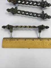 LOT 22 Vtg Crown Ends Twisted Metal Brass Color Drawer Pull Cabinet Handle 6″
