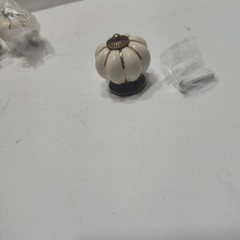 New 4 Cabinet White Knobs Pulls Pincushions Pumpkin Shape Screws Crafts Sealed